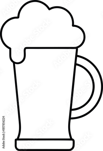 Irish beer mug line art minimal black outline drink