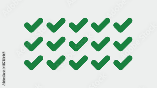 Numerous green checkmarks arranged in rows symbol success