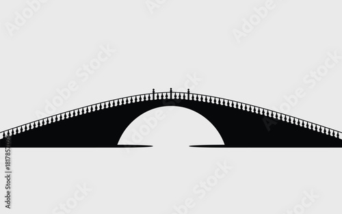Ornate arched bridge silhouette black railing