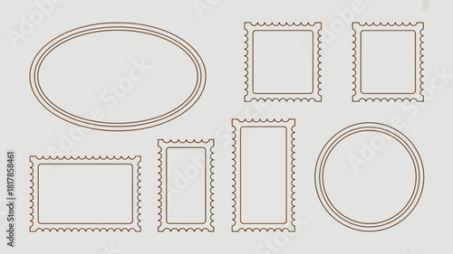 Oval rectangular and circular frames with perforated edges borders rectangle
