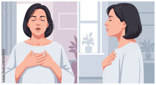 Calming Breath A Woman Practicing Relaxation Technique for Stress Relief