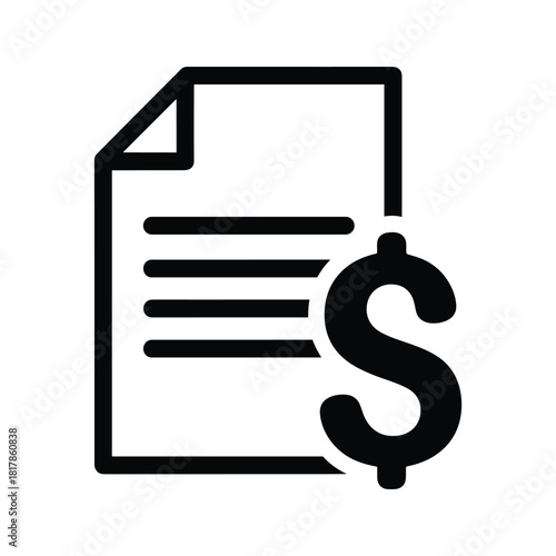 Financial document icon with dollar sign isolated on