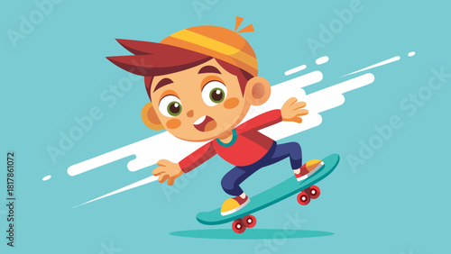 Skateboarding boy cartoon vector illustration