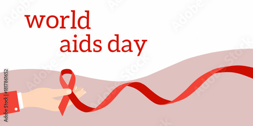 World aids day awareness symbol of red ribbon