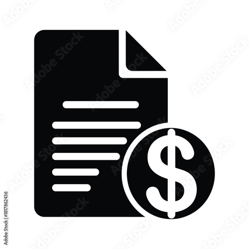 Financial document with dollar sign isolated on
