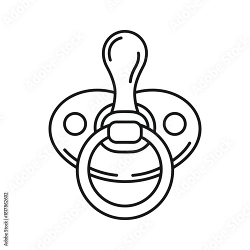 Outline icon of a baby pacifier, a common infant soothing device for newborn comfort