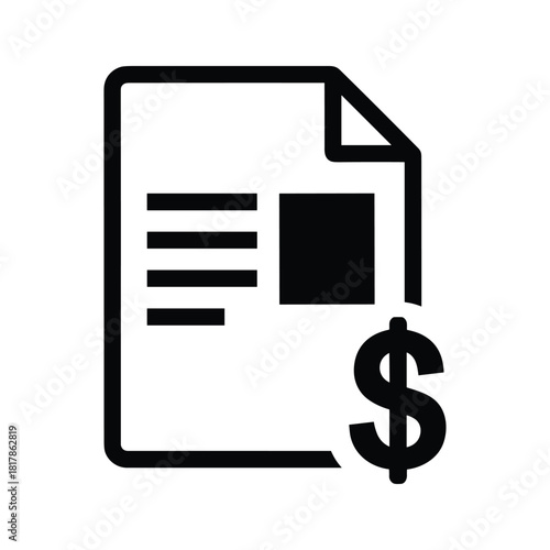 Financial report document with dollar sign isolated on
