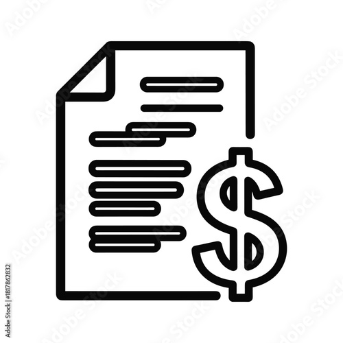 Financial document with dollar sign isolated on