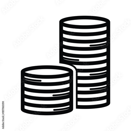 Stack of coins isolated on, representing savings and investment