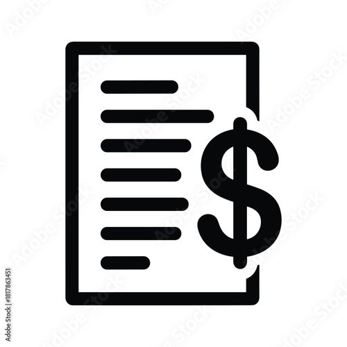 Invoice icon with dollar sign isolated on for business concept