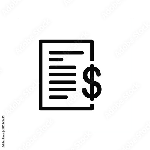 Invoice icon isolated on, document with dollar sign symbol