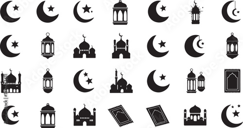 Islamic symbols and icons collection.