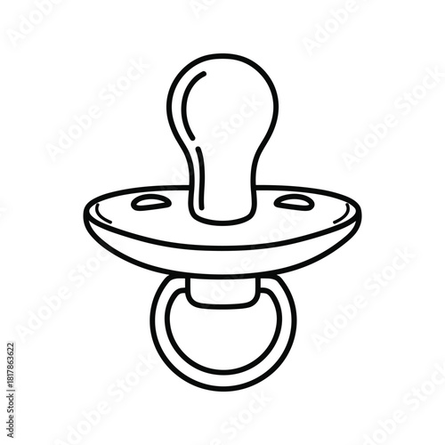 Baby pacifier outline drawing for infant care and newborn soothing illustration concept design