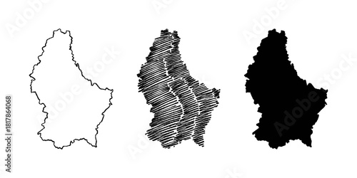 Luxembourg map hand drawn Sketch Scribble background vector, Luxembourg freehand Sketch map, vintage hand drawn map.