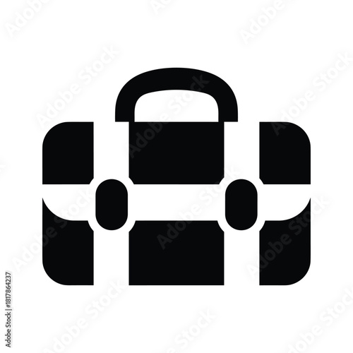 Black and white icon of a suitcase isolated on