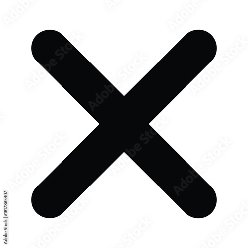 Black cross mark isolated on, a simple symbol of rejection