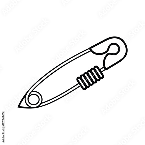 Safety pin outline icon, a versatile fastener for textiles, crafting, and everyday use designs