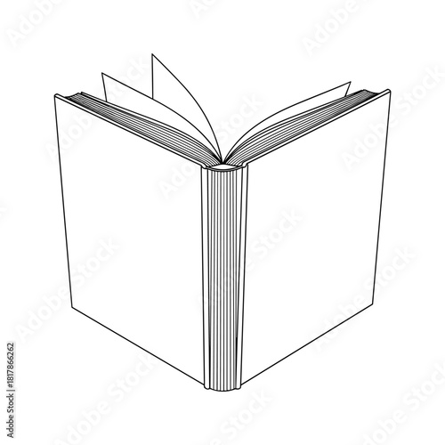 Open book with blank pages isolated on in line art style