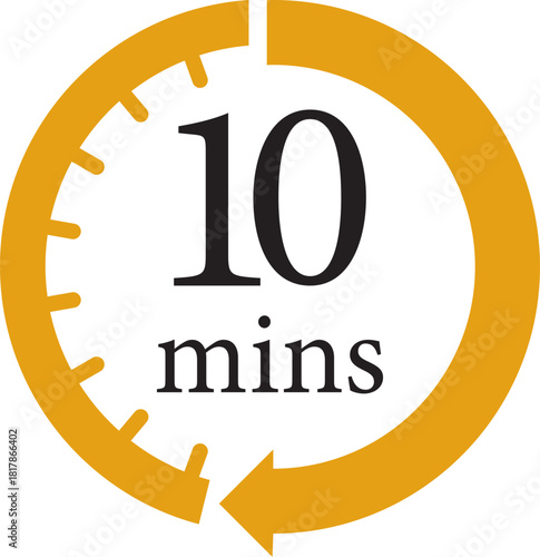 Minute Timer Icon.Minute interval circular arrow vector. Countdown timer symbol.Alarm clock symbol. Watch countdown and Stopwatch sign. Simple express pictogram collection. Label cooking time.
