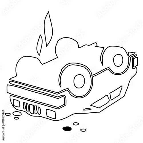 Overturned Burning Car
