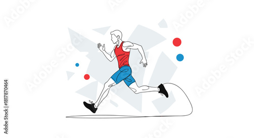 Dynamic illustration of a male athlete running or jogging in sportswear, symbolizing speed, fitness, and active lifestyle.