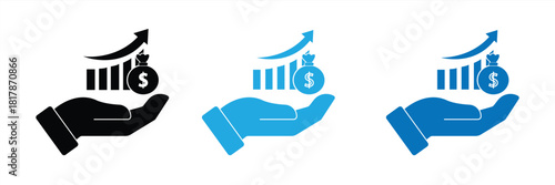 Growth chart icon in hand-drawn outline style. Growth chart symbol, in profit style for apps and websites. Vector illustration
