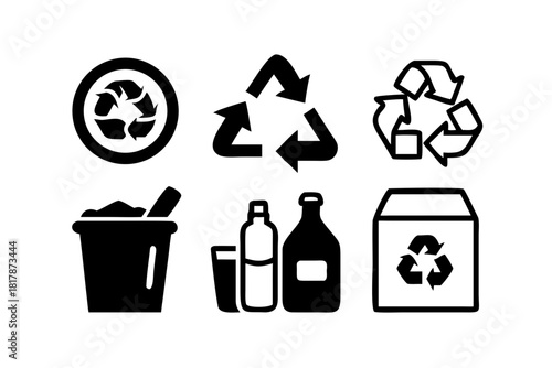 Recycling symbols for different materials isolated on