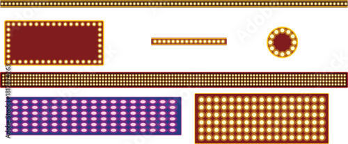 Vintage Marquee Light Sign Border Set for Carnival, Casino, or Theater Advertising