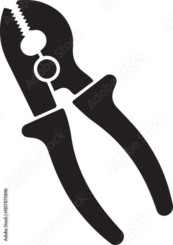 Black silhouette of combination pliers isolated on white background
