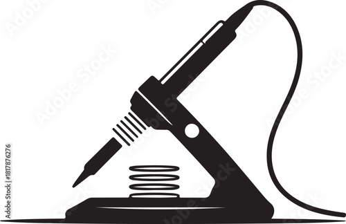 Soldering iron with stand and spring holder for electronics repair
