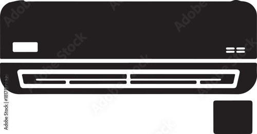 Black and white silhouette of a modern wall mounted air conditioner unit