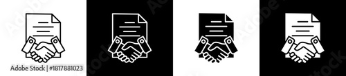 Agreement icon set in line and glyph style on black and white background