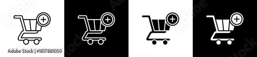 Sales icon set in line and glyph style on black and white background