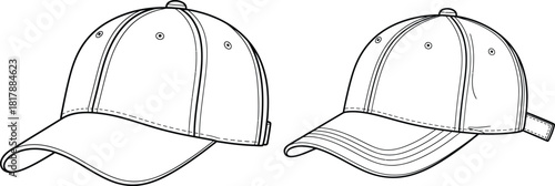 Minimalist outline vector of an adjustable sports hat, perfect for casual fashion or team branding projects