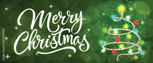 Merry Christmas calligraphy with fairy lights