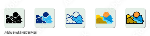 Beach Vacation Icon Multi Style Vector Illustration