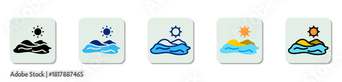 Island Icon Multi Style Vector Illustration