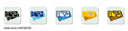 Plan Ticket Icon Multi Style Vector Illustration
