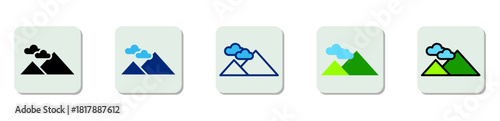 Mountain Icon Multi Style Vector Illustration