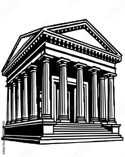 black and white temple building clip art preview