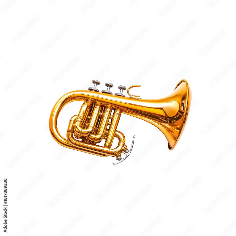 Obraz premium Gold Flugelhorn Musical Instrument Isolated