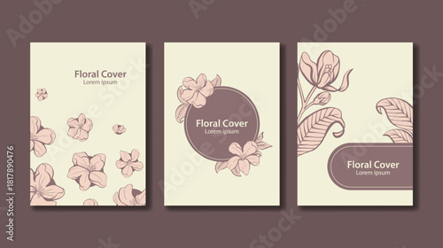 Minimalist floral cover Jasmine with dusty mauve colors