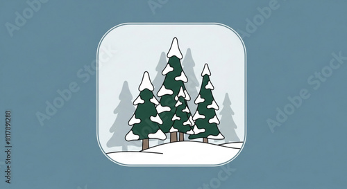 Enchanting winter snow scene with evergreen trees, perfect for holiday greetings and seasonal designs, captures the serene beauty of a snowy forest landscape