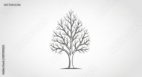 Striking bare tree silhouette, perfect for nature-themed designs, minimalist art prints, and seasonal promotions, with an artistic, elegant feel and scalable lines