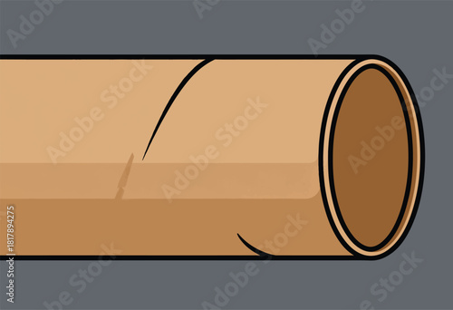 A cartoonish, cylindrical object in shades of brown against a gray background with some black outlining