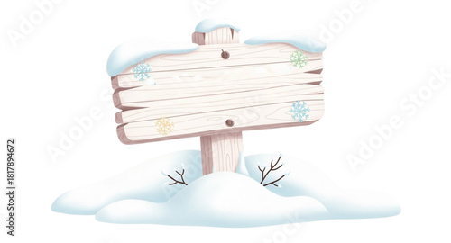 wooden sign in snow