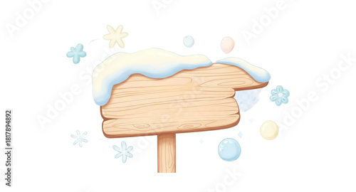 wooden sign with snow