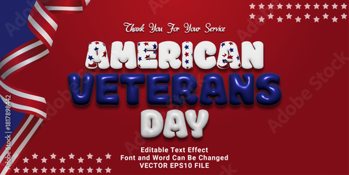 3d american veterans day text effect templates