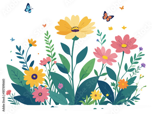 草花　蝶　自然