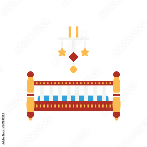 Colorful icon for baby crib